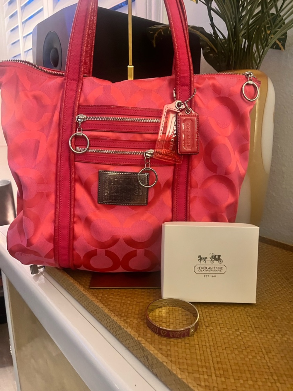 2fer! Coach Poppy pop art glam tote with poppy  bangle ! 2009